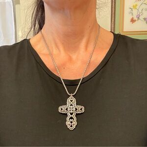 Brighton Silver Hearts Cross Reversible Necklace